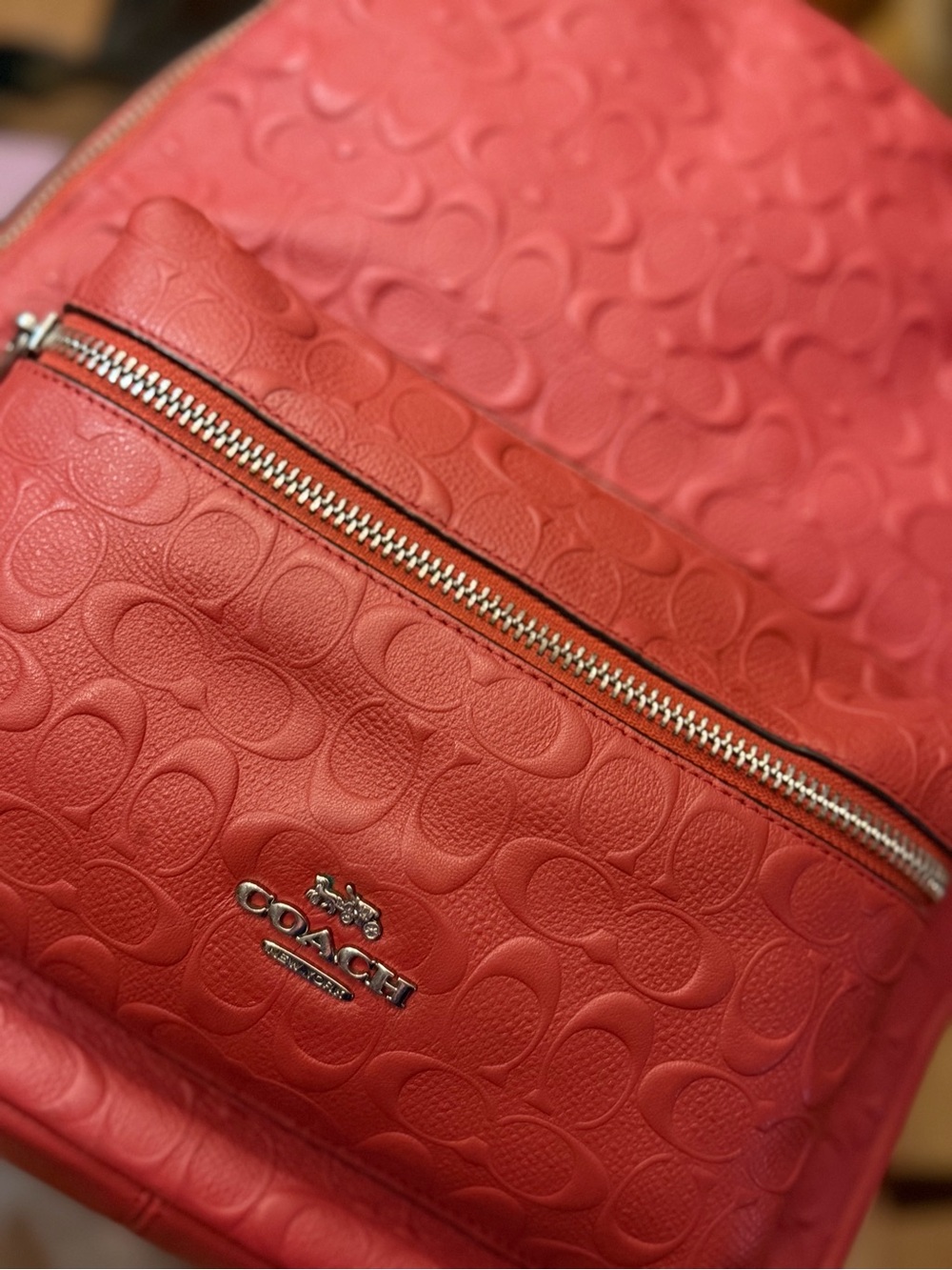 Coach Washed Red Embossed Signature Mini Backpack - Picture 4 of 8